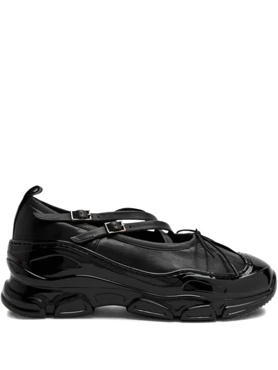 Simone Rocha Buckled Leather Sneakers In Black