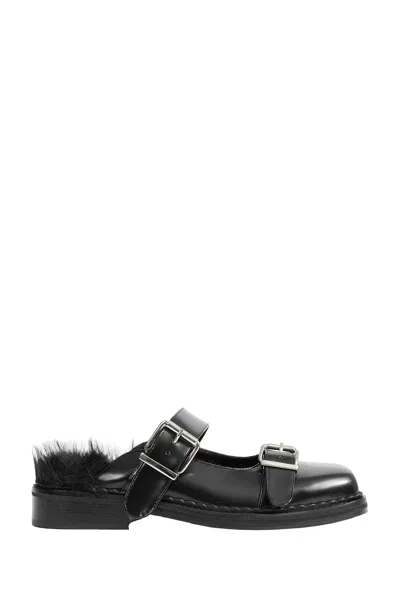 Simone Rocha Buckled Mary Jane Mules In Black