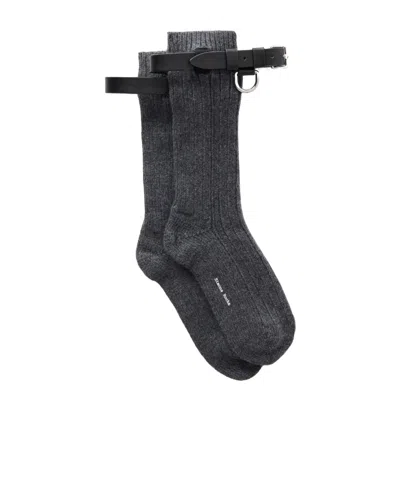 Simone Rocha Buckle-detailed Wool-blend Socks In Gray