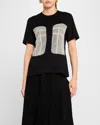 Simone Rocha Bustier Paneled Short-sleeve T-shirt In Black Nude