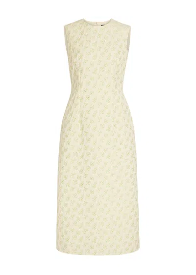 Simone Rocha Bustle Contour Floral Cotton-blend Midi Dress In Neutral