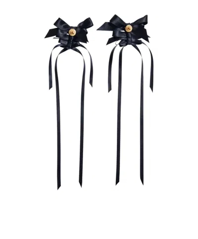 Simone Rocha Butterfly Ribbon Knot Earrings In Black