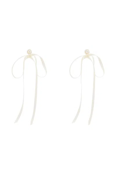 Simone Rocha Button Pearl Earrings With Bow Detail. In White