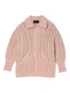 Simone Rocha Long-sleeved Knitted Cardigan In Pink