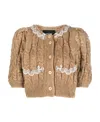 Simone Rocha Cable-knit Cropped Cardigan In Brown
