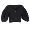 Simone Rocha Cable-knit Cropped Cardigan In Black Alpaca Wool In Black