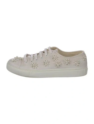 Pre-owned Simone Rocha Canvas Beaded Accents Sneakers In White