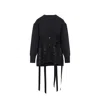 Simone Rocha Womens Charcoal Sculpted Ribbon Stretch-wool Blend Cardigan Xs In Black