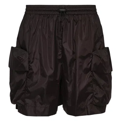 Simone Rocha Cargo Flap Pocket Drawstring Shorts In Burgundy