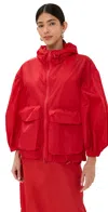 Simone Rocha Cargo Flap Pocket Puff Sleeve Drawstring Jacket Red In Red