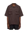 Simone Rocha Cargo Flap Pocket Sailor Collar Shirt In Chocolate-colored