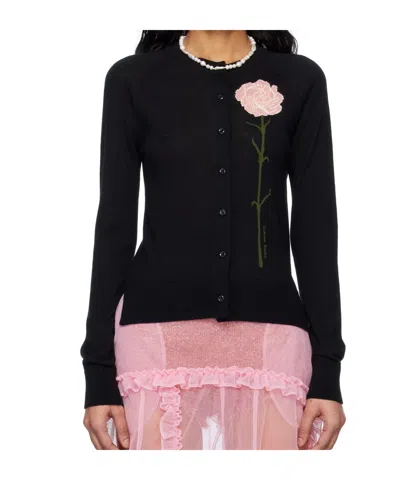 Simone Rocha Carnation Cardigan In Black