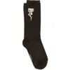 Simone Rocha Carnation Crystal Embellished Socks In Black/pearl/clear