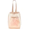 Simone Rocha Sheer Stuffed Carnation Drawstring Pocket Tote Bag Nude In Beige