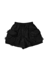 Simone Rocha Carnation Organza Layered Flap Cargo Shorts Black