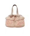 Simone Rocha Mini Sheer Stuffed Carnation Drawstring Top-handle Bag In Nude