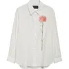 Simone Rocha Carnation Print Easy Cotton Voile Button-up Shirt In White