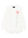 Simone Rocha Carnation-print Sailor-collar Puff-sleeve Shirt In White