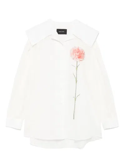 SIMONE ROCHA CARNATION-PRINT SAILOR-COLLAR SHIRT
