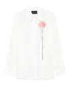 Simone Rocha Carnation Print Easy Cotton Voile Button-up Shirt In White