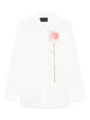 Simone Rocha Carnation Print Easy Cotton Voile Button-up Shirt In White