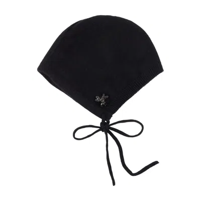 Simone Rocha Cashmere Embroidered Beanie In Black