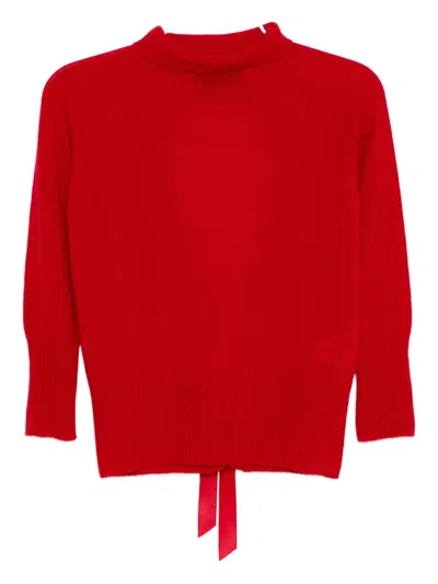 Simone Rocha Cashmere Funnel-neck Top In Red