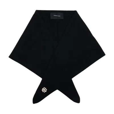 Simone Rocha Cashmere Neckerchief W/ Emb Scarf