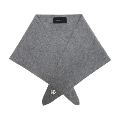 Simone Rocha Cashmere Neckerchief W/ Emb Scarf