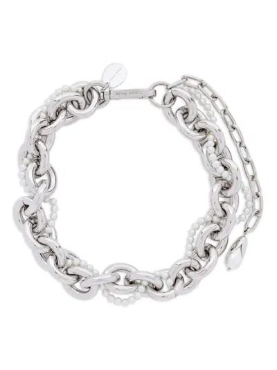 Simone Rocha Chain Pearl Chocker Necklace In Silver