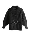 Simone Rocha Chain Sculpted Collared Chunky Knit In Black
