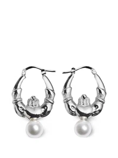 Simone Rocha Claddagh Hoop Earrings In Metallic
