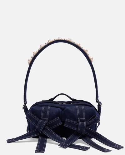 Simone Rocha Classic Bow Crossbody Bag In Blue