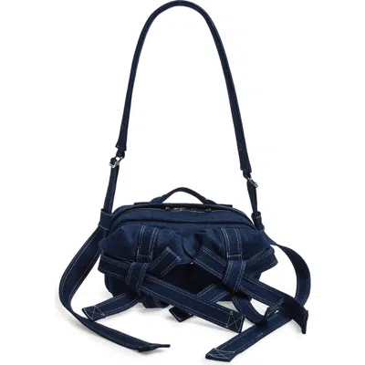 Simone Rocha Classic Bow Denim Crossbody Bag In Purple
