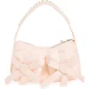 Simone Rocha Classic Bow Satin Shoulder Bag In Rose/pearl
