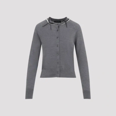 Simone Rocha Button-down Cardigan With Decorative Neckline Elements In Gray