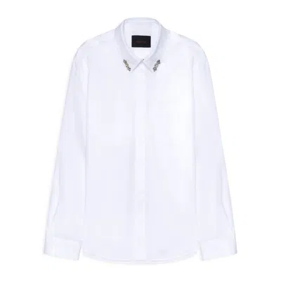 Simone Rocha Classic Concealed Button Shirt W/ Emb White
