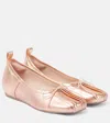 Simone Rocha Classic Pleated Leather Ballet Flats In Beige