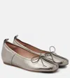 Simone Rocha Classic Pleated Leather Ballet Flats In Silver