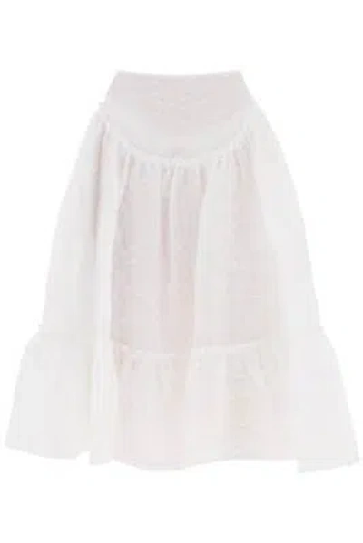 Pre-owned Simone Rocha Cloqué Yoke Skirt In White