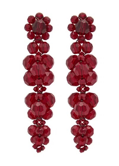 Simone Rocha Cluster Crystal-embellished Drop Earrings In Red