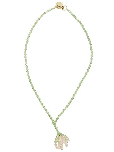 Simone Rocha Cluster Crystal Flower Necklace In Nude Mint