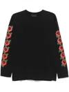 Simone Rocha Black Cluster Rose Logo Print Long Sleeve T-shirt In Schwarz