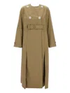 Simone Rocha Belted Long Multi Slit Trench Coat In Nude
