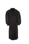 Simone Rocha Double-breasted Wool-blend Coat In Black+pearl
