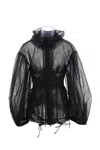 Simone Rocha Balloon Sleeve Hooded Parka In Black+jet