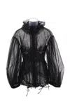 Simone Rocha Puff-sleeved Hooded Jacket In Black+jet