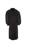 Simone Rocha Double-breasted Wool-blend Coat In Black+pearl