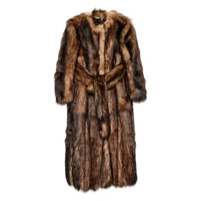 Simone Rocha Belted Faux-fur Coat In Brown
