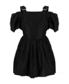 Simone Rocha Puff-sleeve Mini Dress With Slider Straps In Black